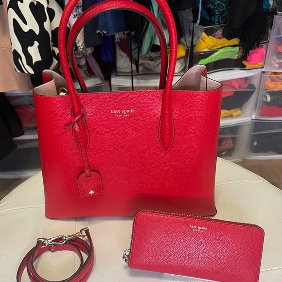 Kate Spade Red Tote Bag and Wallet Set - Picture 1 of 4